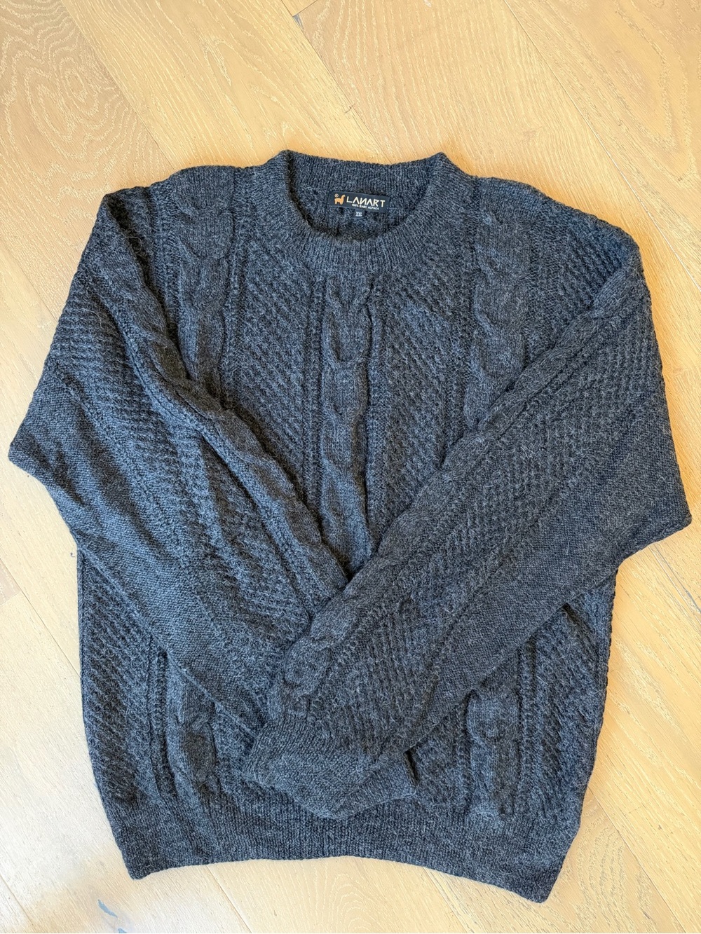 Charcoal Cable Crewneck Sweater for Men